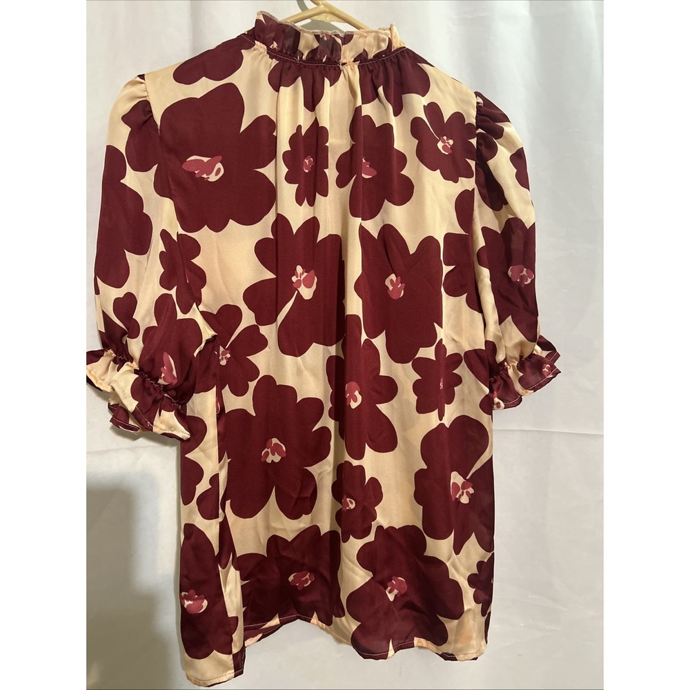 Entro Boutique Women's Floral Blush Pink Puffed Sleeve Size L - Picture 7 of 7